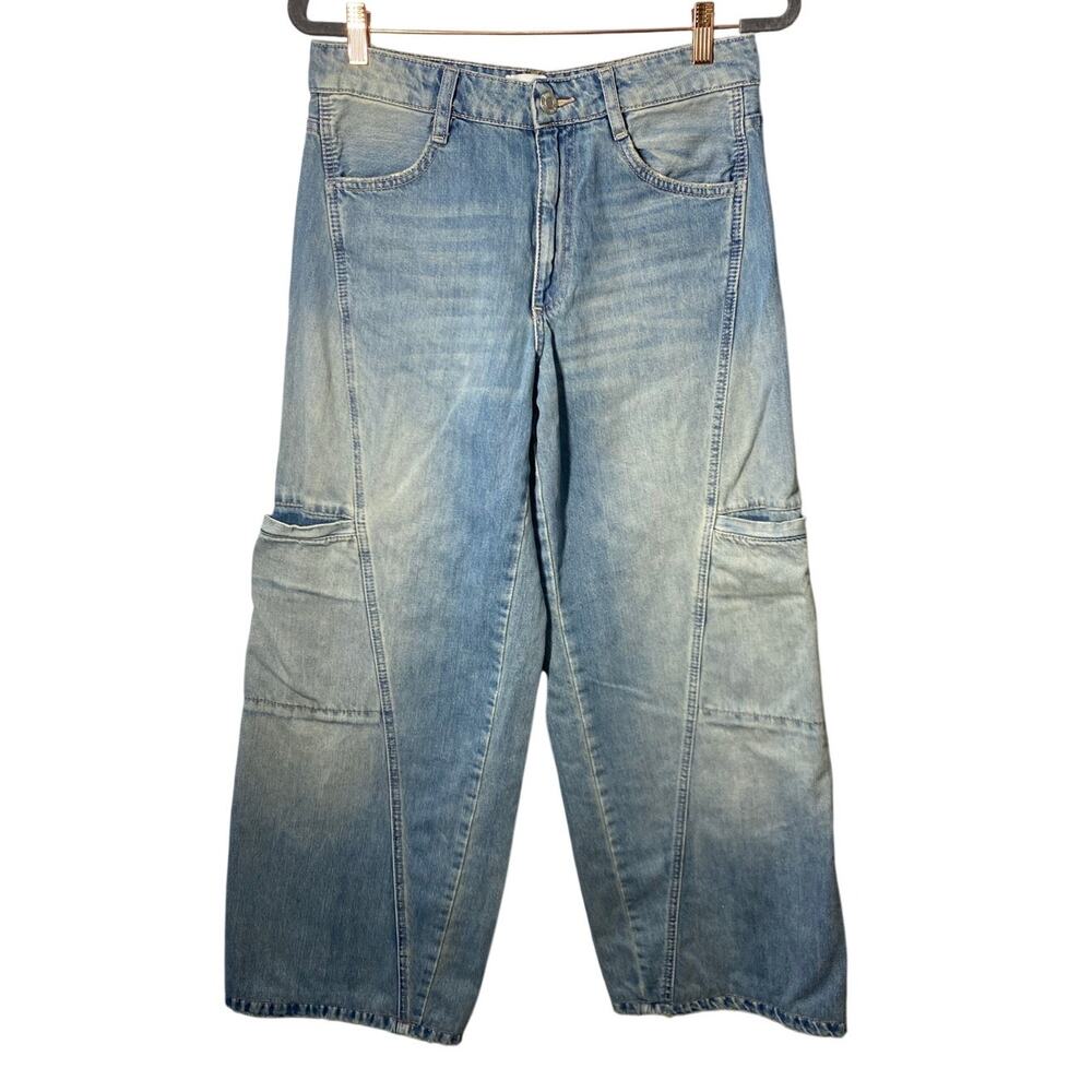 Zara Women's Wide Leg Blue Jeans Sz 8 Boho Hippie Casual